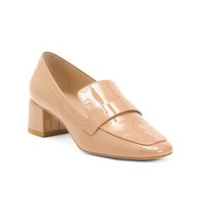 STUART WEITZMAN sand Made In Spain Patent Leather Wylie 45 Block Loafers